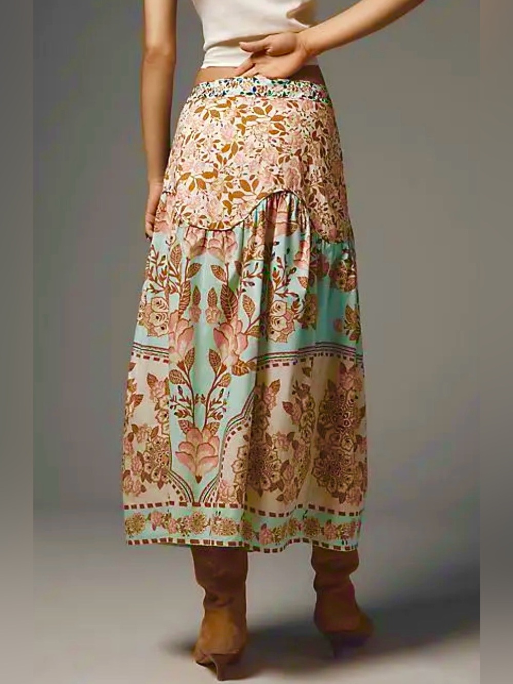 Farm Rio Flirty Drop-Waist Midi Skirt SZ S - Picture 3 of 8